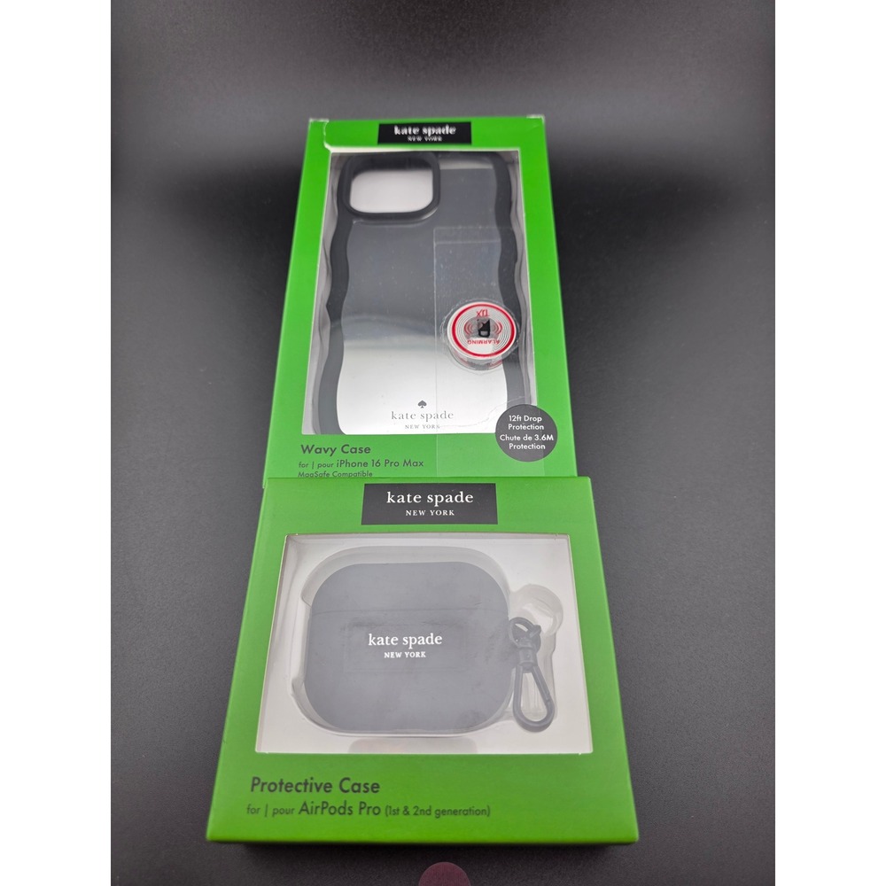 NIB Kate Spade New York - iPhone 16 Pro Max MagSafe Wavy Case + AirPods Pro Case